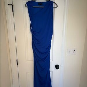 Lulu's “Enticing Darling Royal Blue Asymmetrical Blue Maxi Dress”